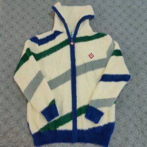 Casablanca Furry Striped Zip Up Jumper Sz M
